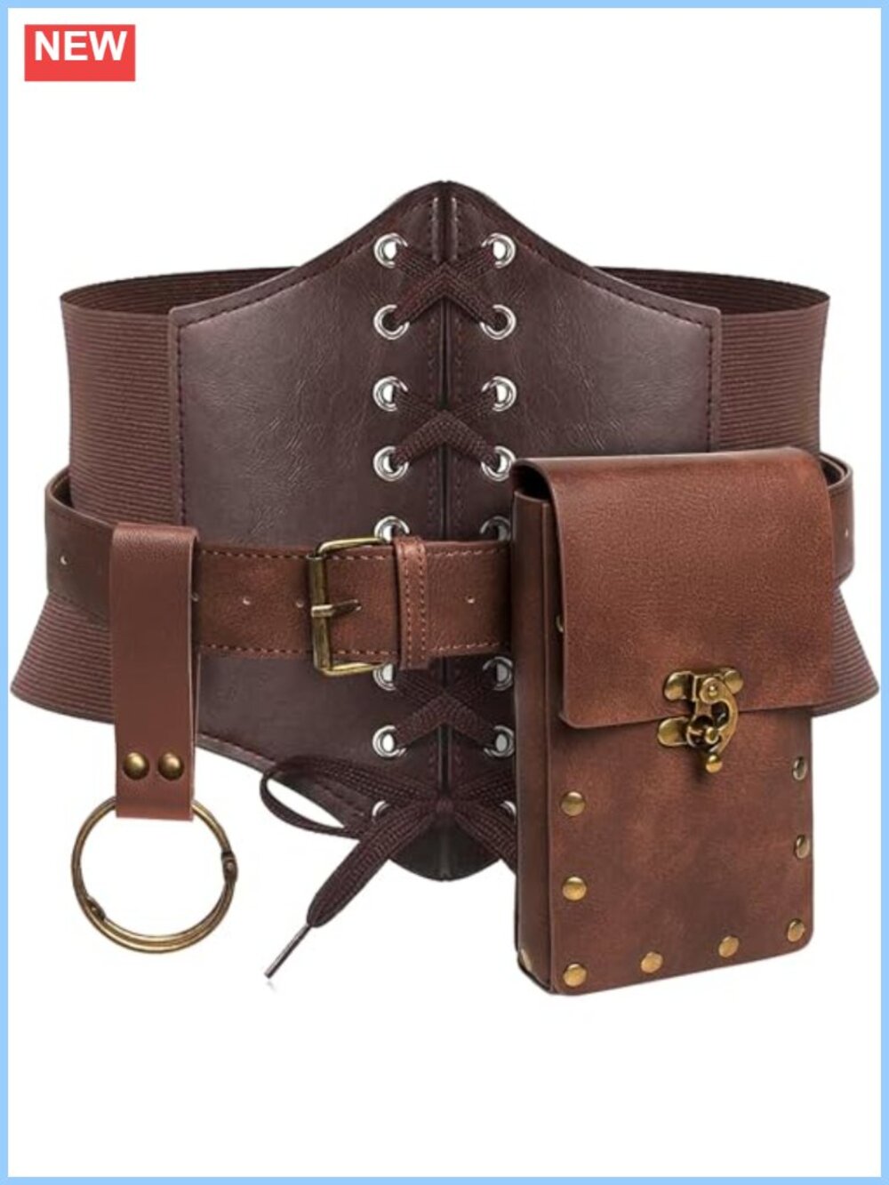 Faux Leather Renaissance Corset Belt Waist Bag Costume Accessory